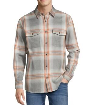 ROWM Long Sleeve 2 Pocket Jasper Gray Ombre Plaid Button Down Shirt Size 2XB